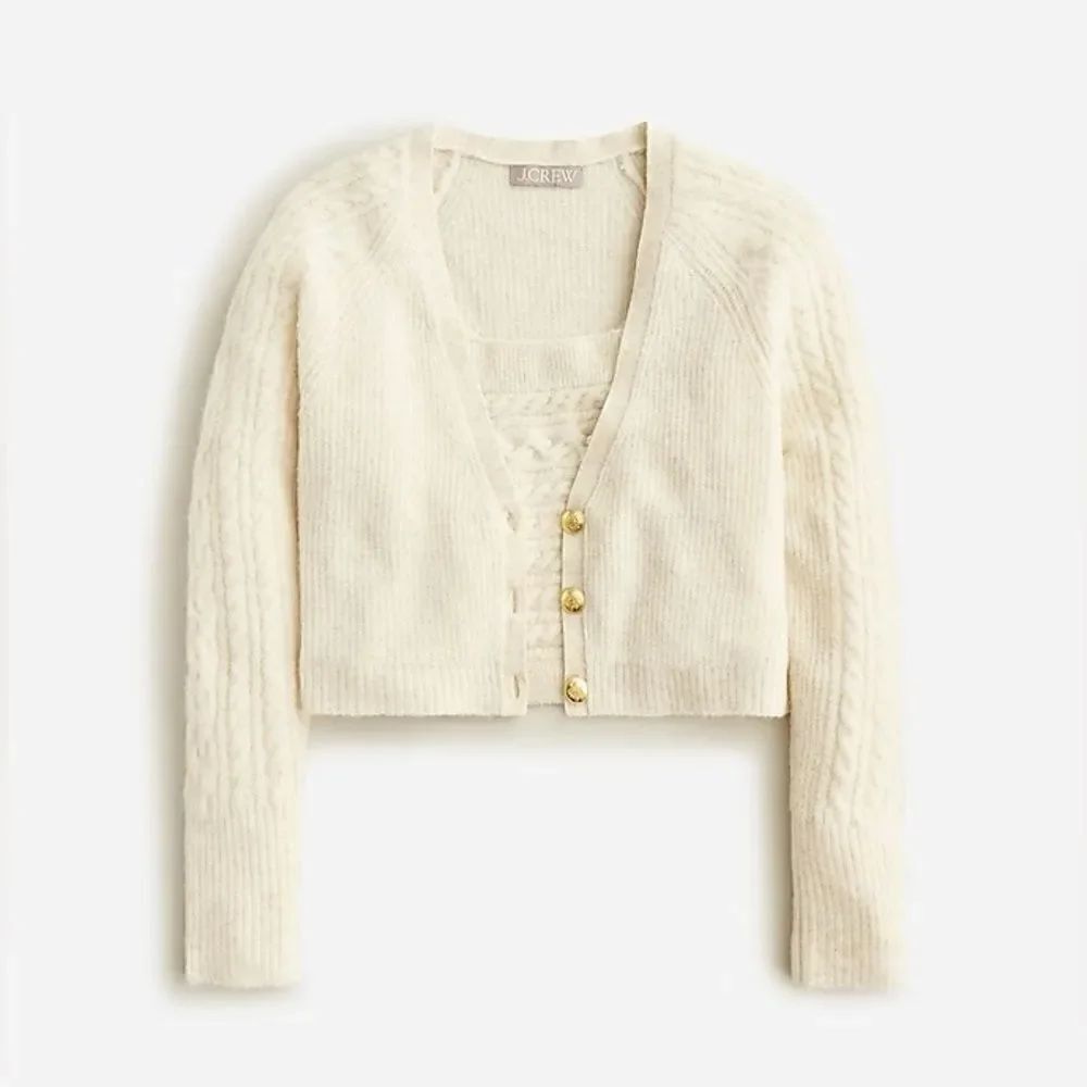 J Crew Supersoft Cropped Cableknit Sweater Tank Set NWT